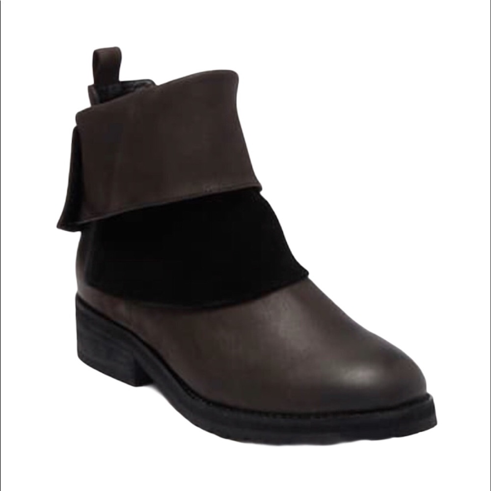 Antelope Fold Over Bootie, Black Grey, Sz 6.5/37